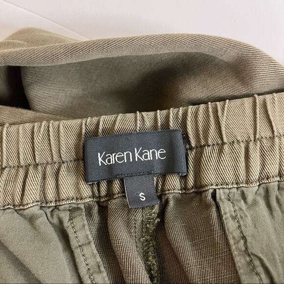 NWOT KAREN KANE Pants Army Green Stretch Waist Band Zipper Tencel Size Small - Picture 4 of 10